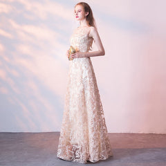 Queena Champagne Long Evening Gown Suitable for Banquets Maxi Dress