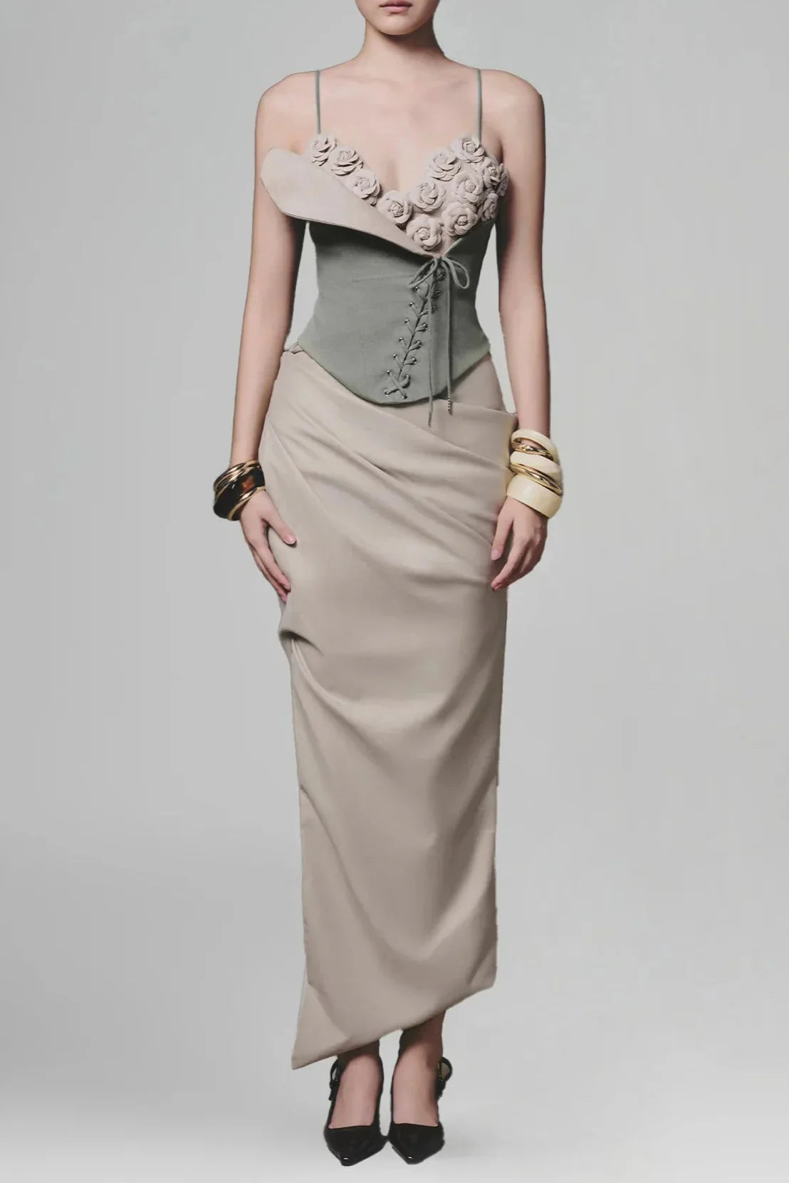 Blue Camellia Corset Top