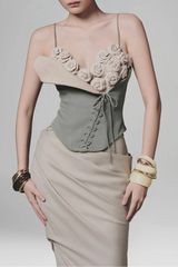 Blue Camellia Corset Top