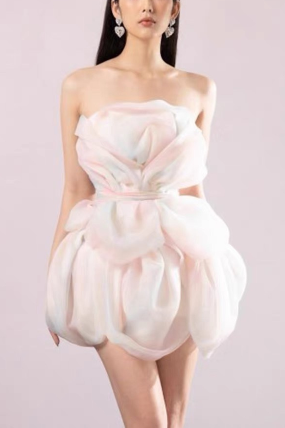 Rain Puffed-Sleeve Mini Dress