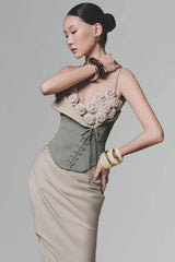 Blue Camellia Corset Top