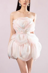 Rain Puffed-Sleeve Mini Dress