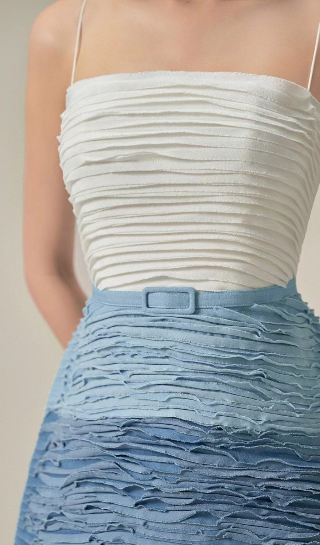 Blue Ripple Halter Mini Dress