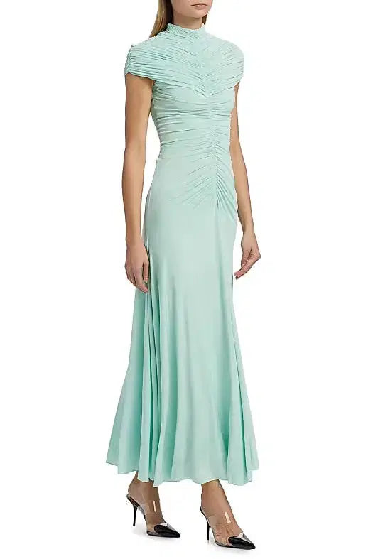 High-Neck Maxi Dress in Green