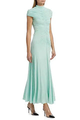 High-Neck Maxi Dress in Green