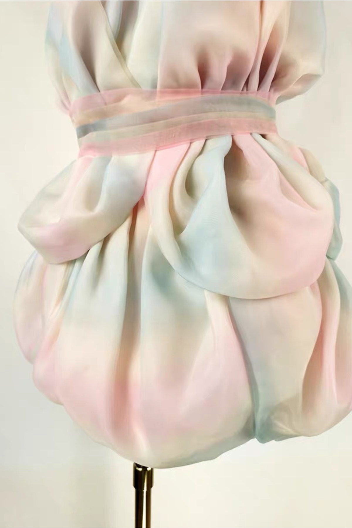 Rain Puffed-Sleeve Mini Dress