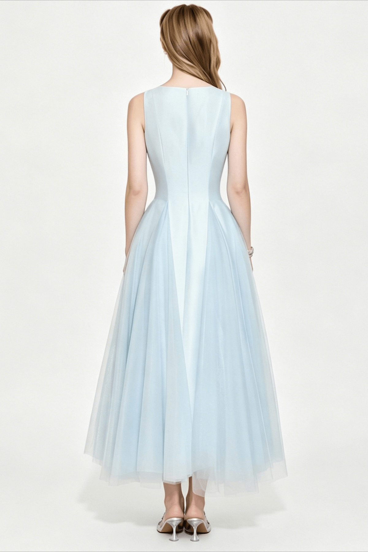 Light Blue A Line Midi Dress