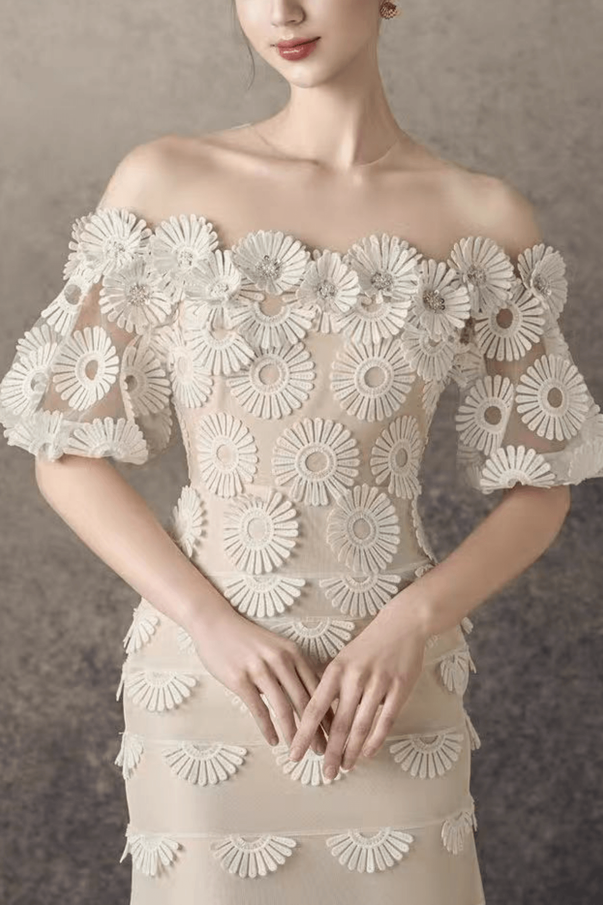 Off Shoulder Lace floral midi dress