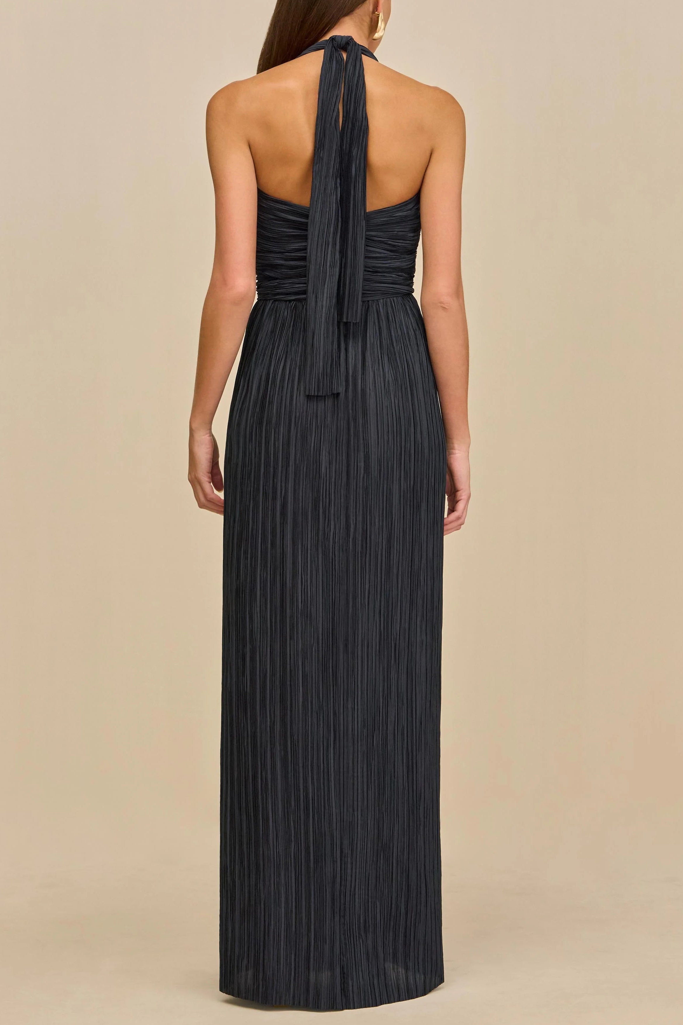 Halter Cutout Maxi Dress in Navy Blue