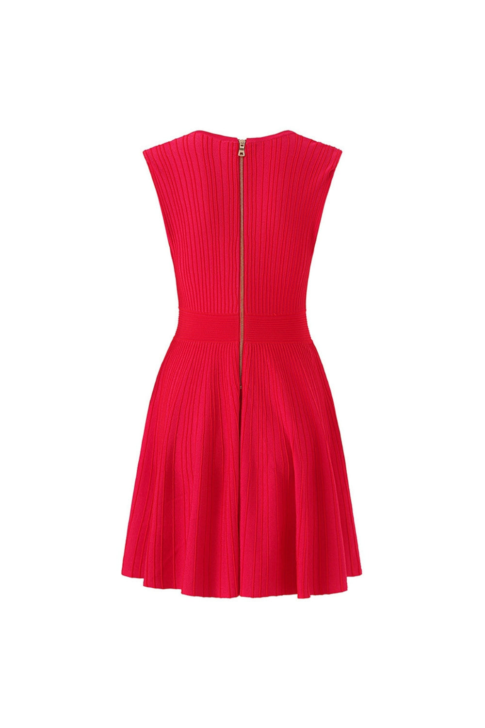V-Neck Sleeveless Knit Mini Dress in Red