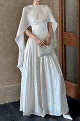 White Cape Sleeve Maxi Dress