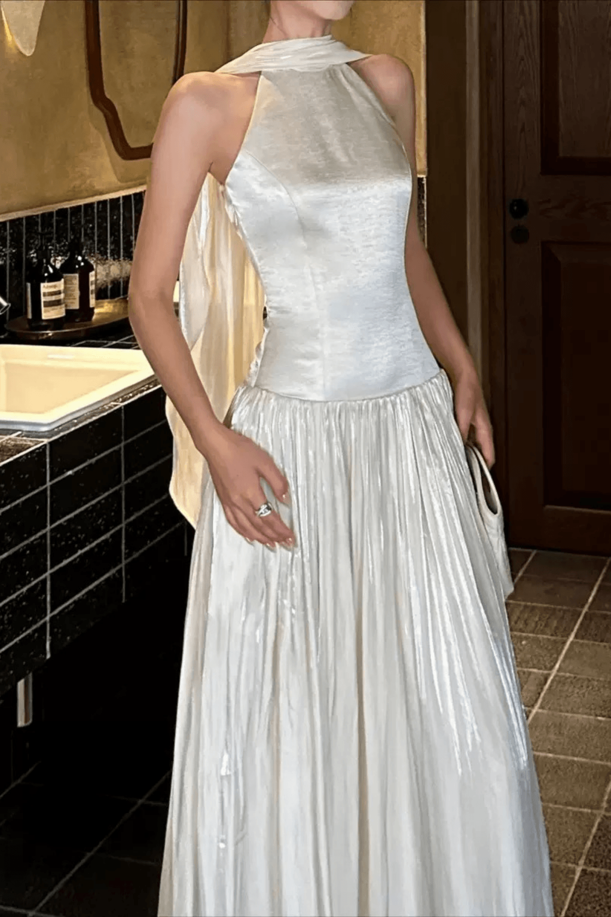 White Cape Sleeve Maxi Dress