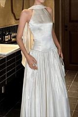 White Cape Sleeve Maxi Dress