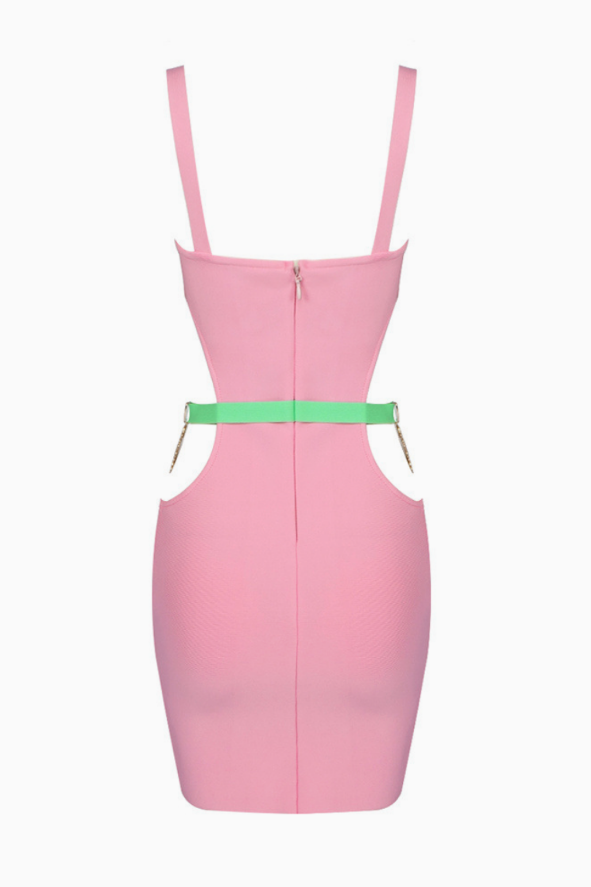 Color-Block Bodycon Dress with Gold Shell Accents