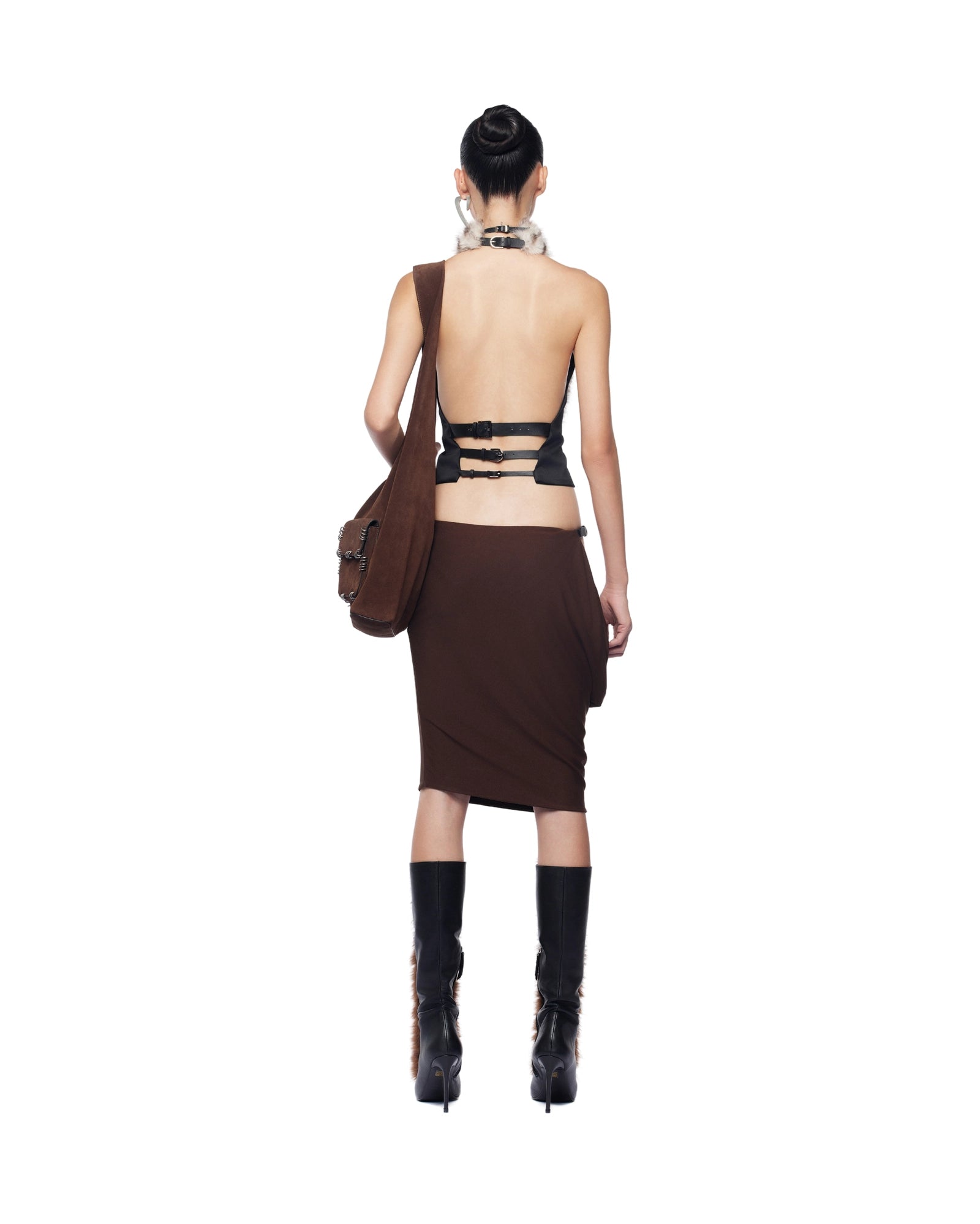 Halter Backless Furry Top