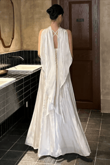 White Cape Sleeve Maxi Dress
