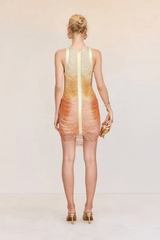 Halter Fringe Asymmetrical Mini Dress