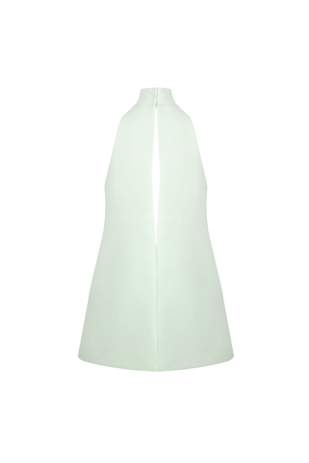 V-Neck Cutout Backless Crepe Halter Dress - Celadon