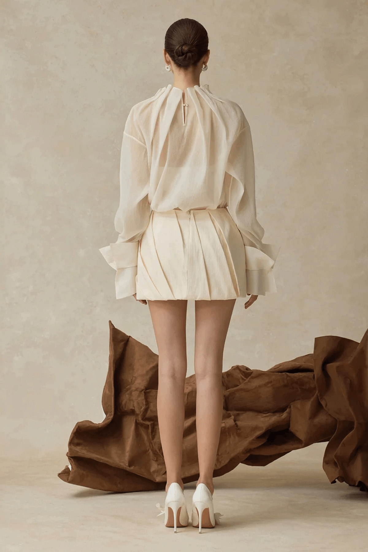 Detail Long Sleeve Two Piece Skirt Set