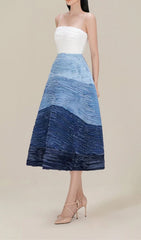 Blue Ripple Halter Mini Dress