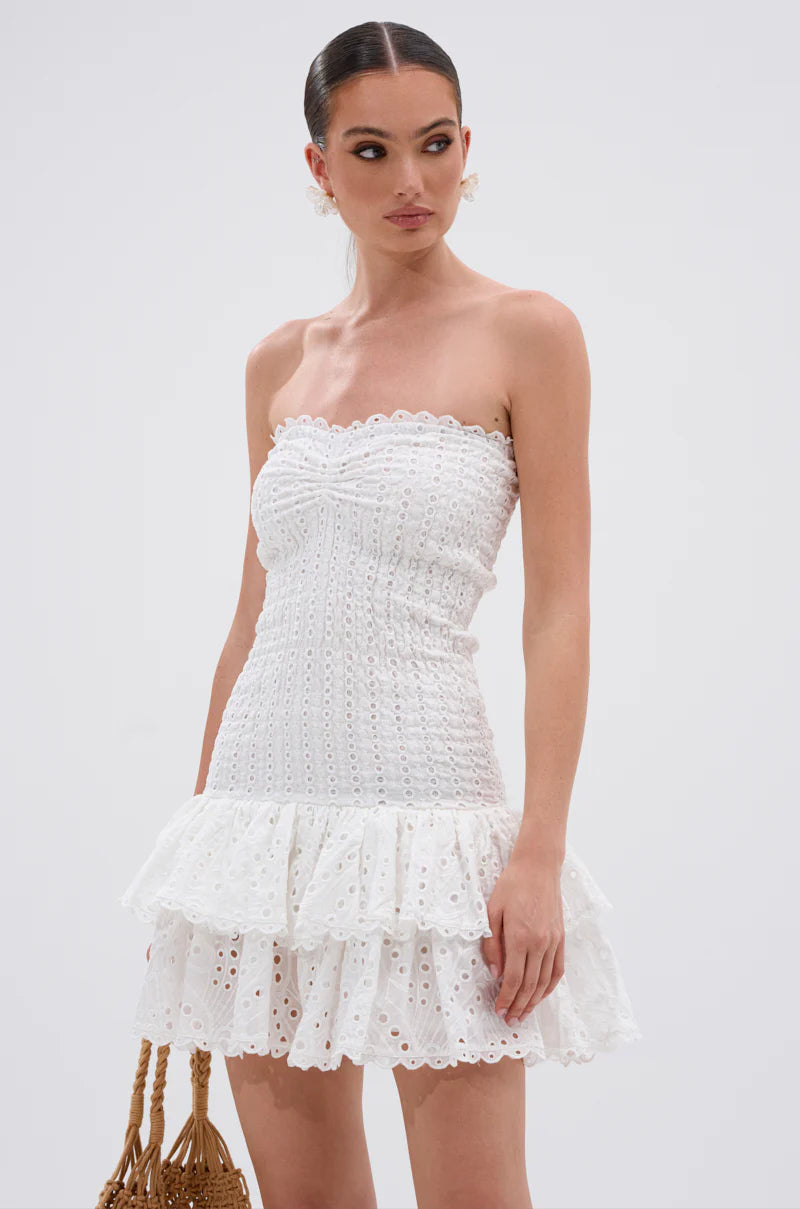 Layered Mini Dress in White