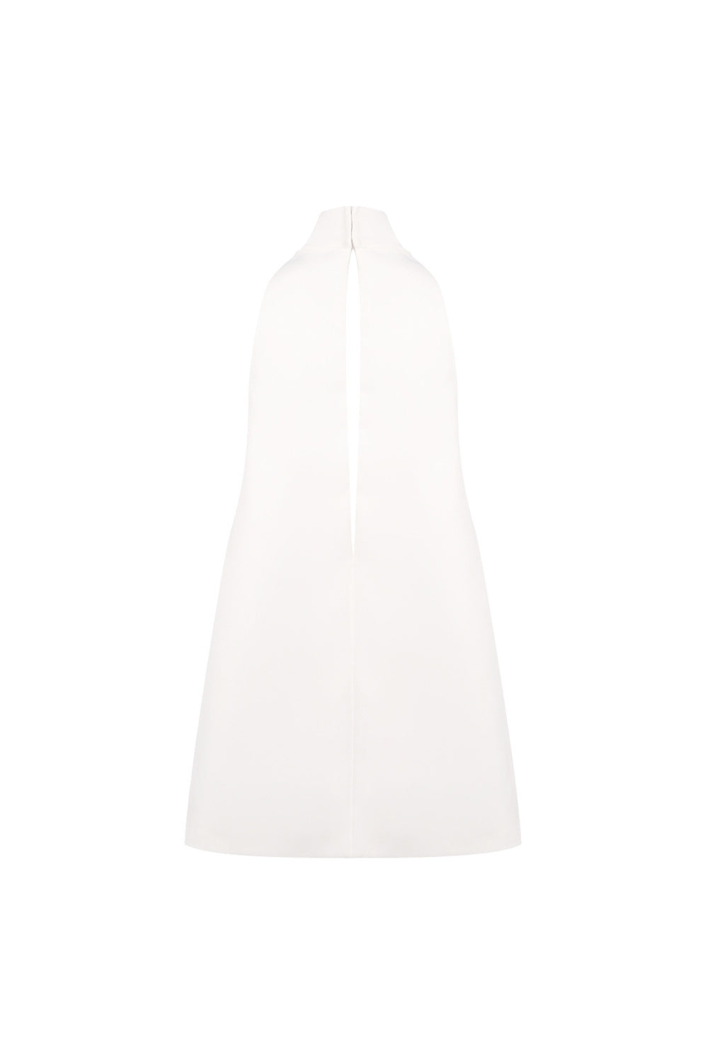 V-Neck Cutout Backless Crepe Halter Dress - White