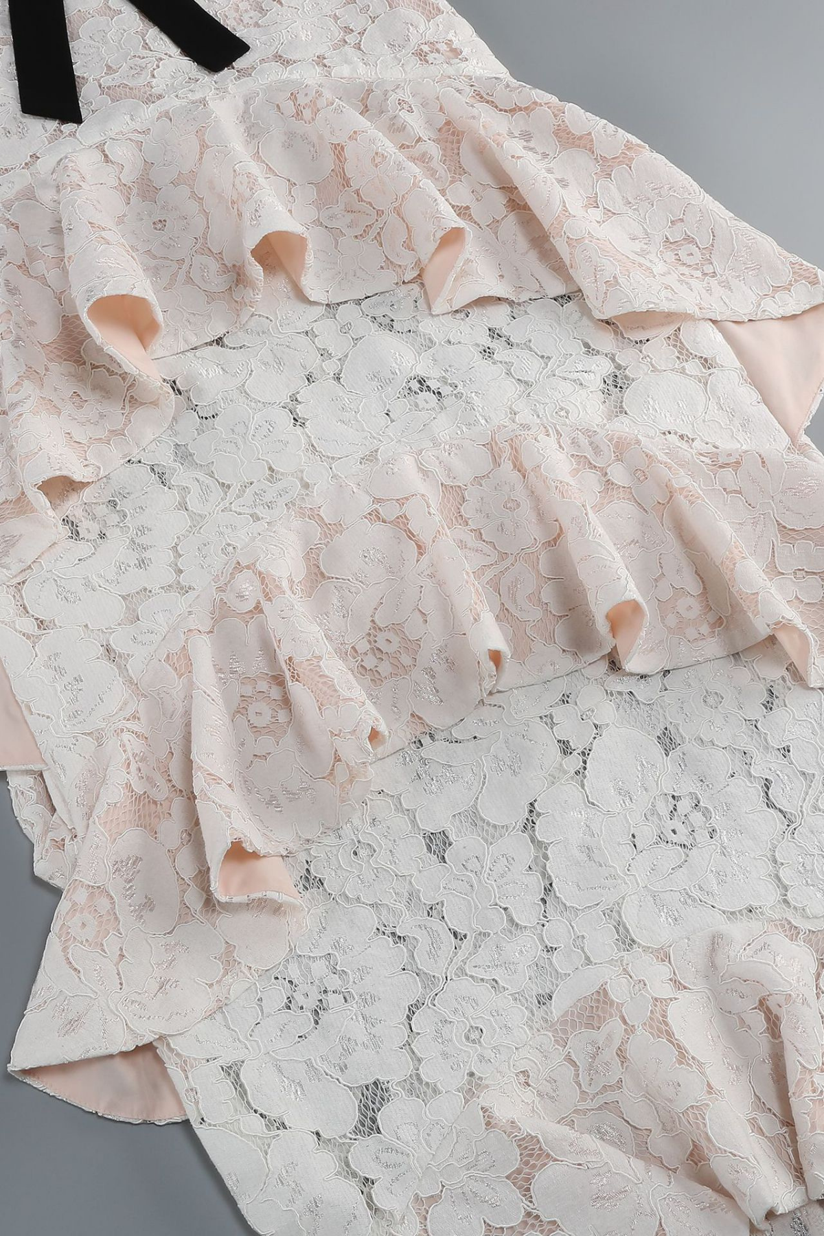 White Lace Halter Neck Ruffle Dress