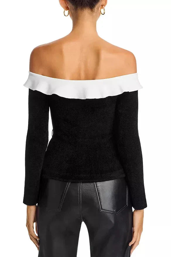 Knit Off-the-Shoulder Top in Black