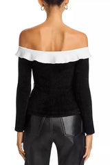 Knit Off-the-Shoulder Top in Black