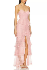 Seren Pink Strap Lace Dress