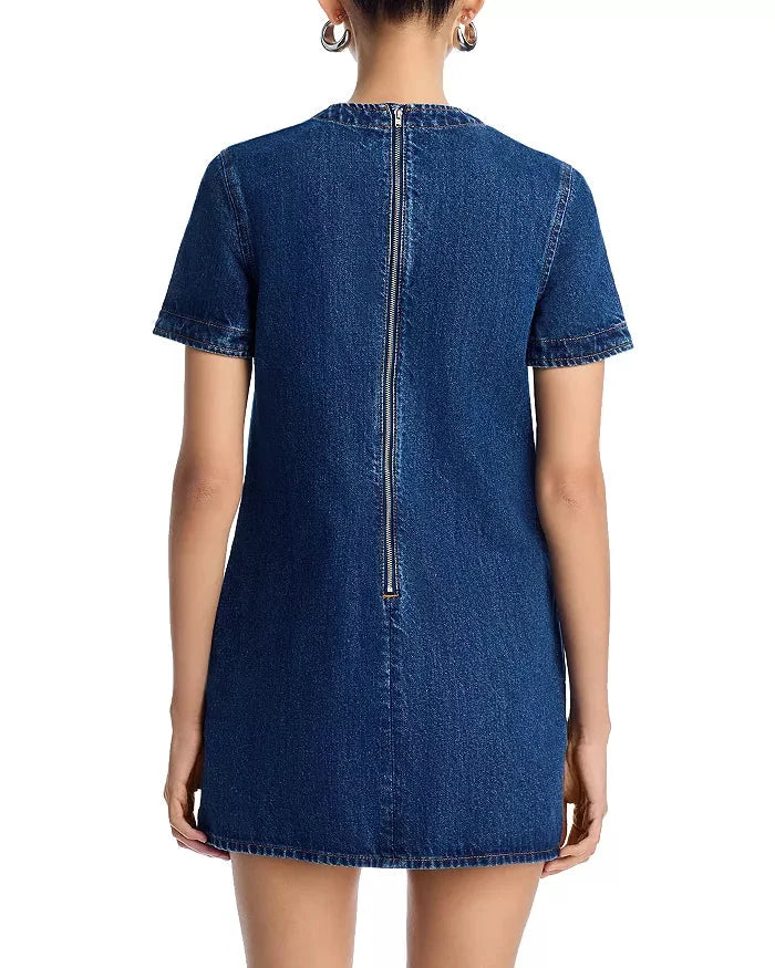 Embellished Denim Mini Dress in Blue