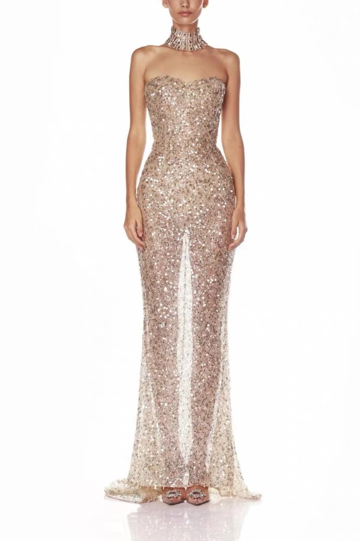 Shimmer Champagne Gold Sequin Dress