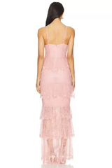 Seren Pink Strap Lace Dress