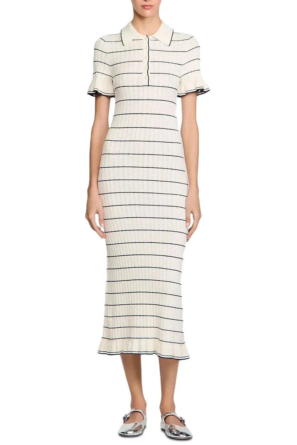 Knitted Maxi Dress in Ecru