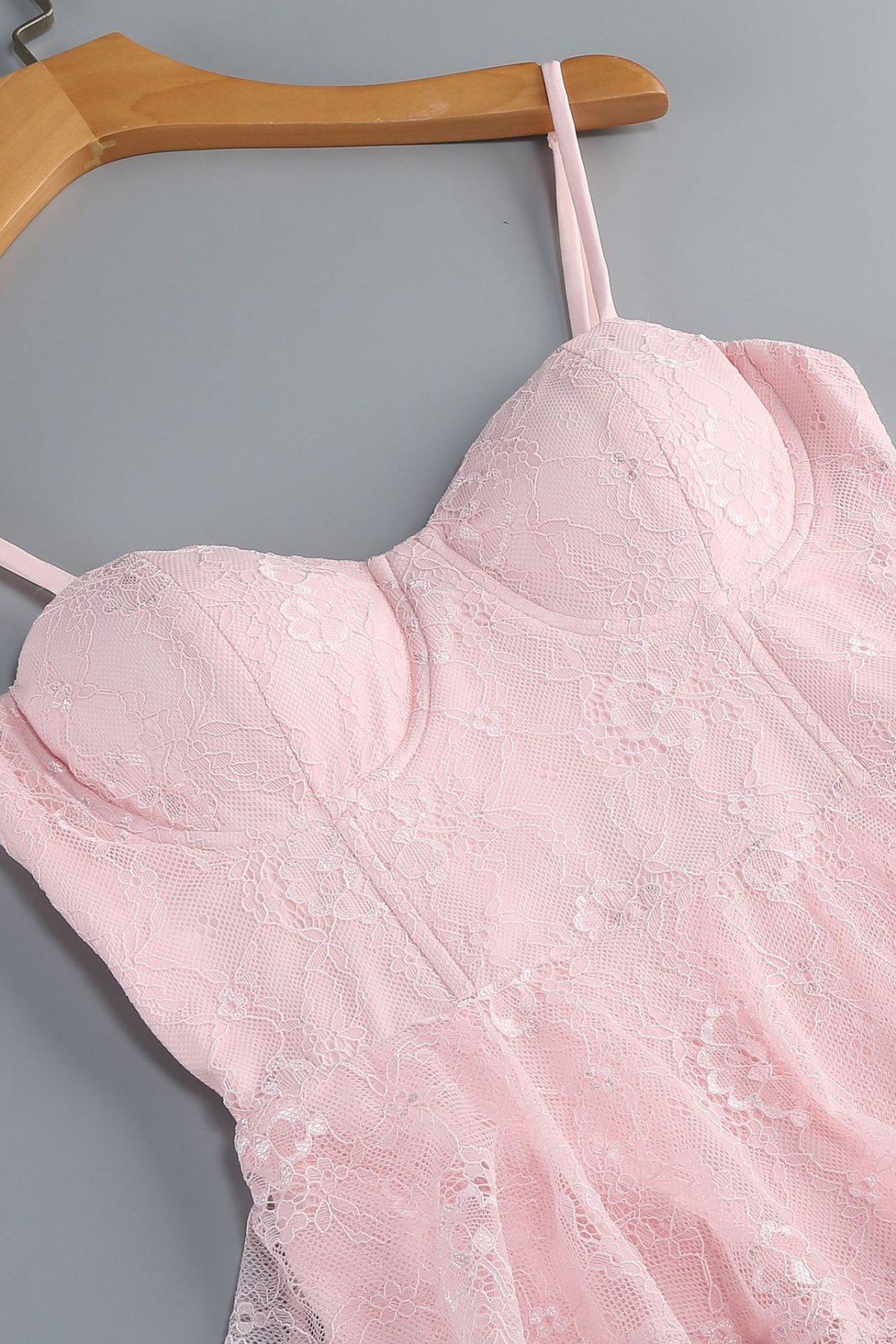Seren Pink Strap Lace Dress