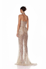 Shimmer Champagne Gold Sequin Dress
