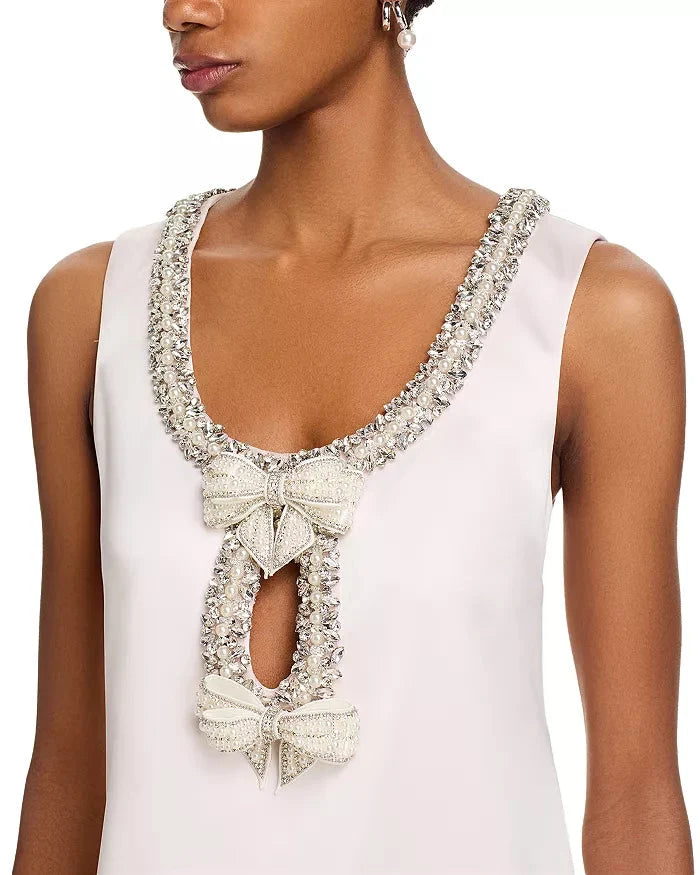 Rhinestones EmbellIshed Mini Dress in White