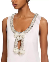 Rhinestones EmbellIshed Mini Dress in White
