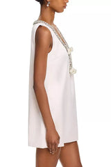 Rhinestones EmbellIshed Mini Dress in White