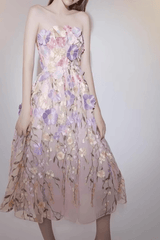 French Style Heavy Craft Floral Dress