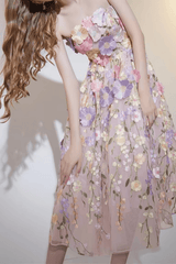 French Style Heavy Craft Floral Dress