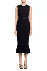 Knit Sleeveless Midi Dress in Black