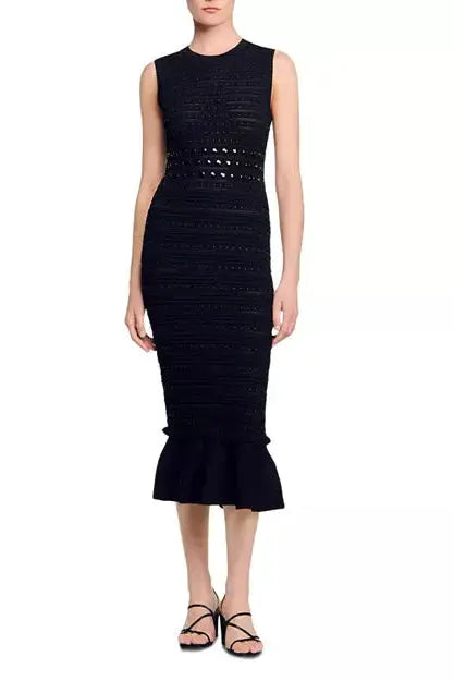 Knit Sleeveless Midi Dress in Black