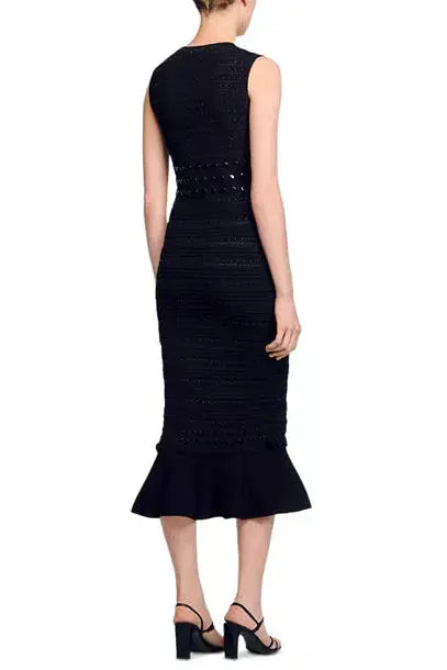 Knit Sleeveless Midi Dress in Black