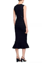 Knit Sleeveless Midi Dress in Black