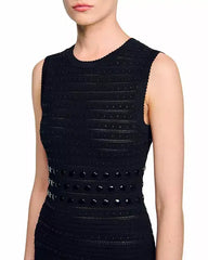 Knit Sleeveless Midi Dress in Black