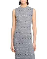 Knit Sleeveless Midi Dress in Gray