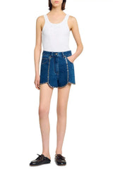 Rhinestone Denim Shorts in Blue