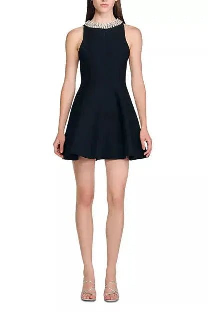 Collar Mini Dress in Black