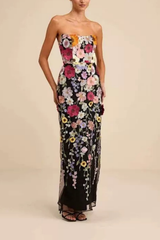 Black 3D Floral Embroidered Dress